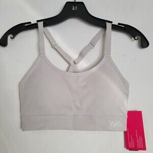 NEW RYKA Microchip Padded Cross Racerback Sports Bra Gray Size Medium